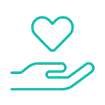 Hand holding palm face up with a heart above it