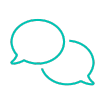 Two chat bubbles overlapping each other