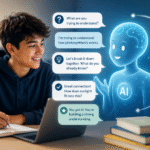 an AI thought partner helping a student with his homework